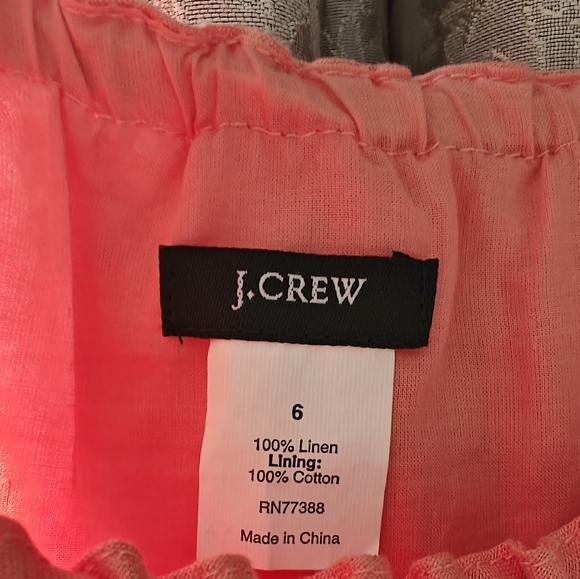 J. Crew Coral Orange Linen Ruffle Tiered Sun Dress w/Spaghetti Straps | Size 6 - Picture 9 of 9